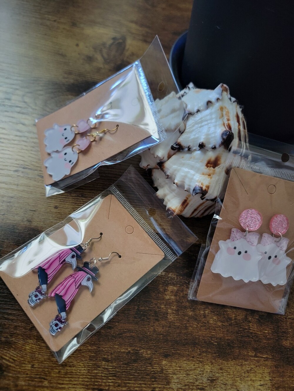 3pcs Pink Ghost Dangle Earrings - Cute Halloween Accessory